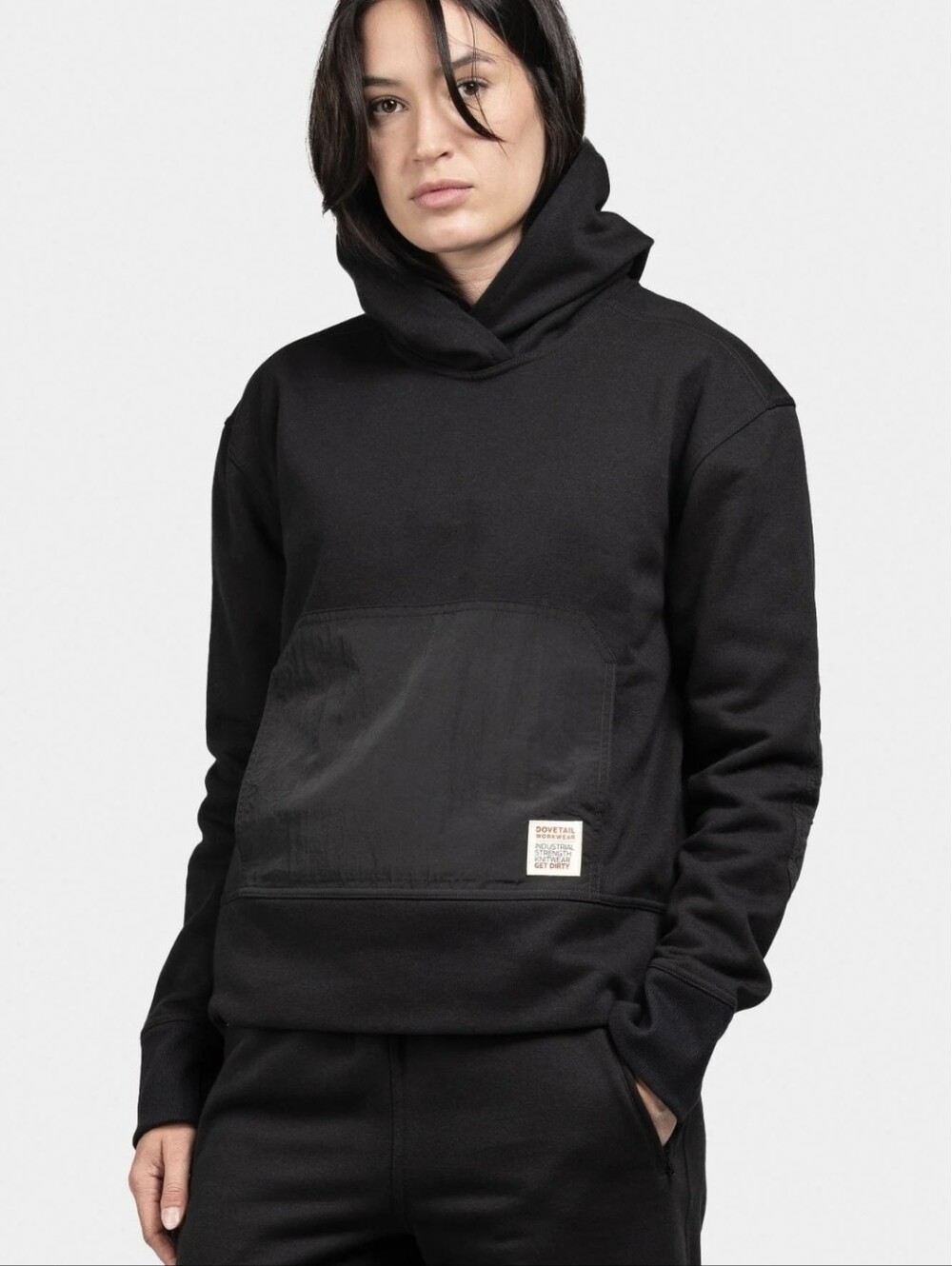 Dovetail Workwear Women's Flagger Fleece Black Sweatshirt Hoodie Size XS